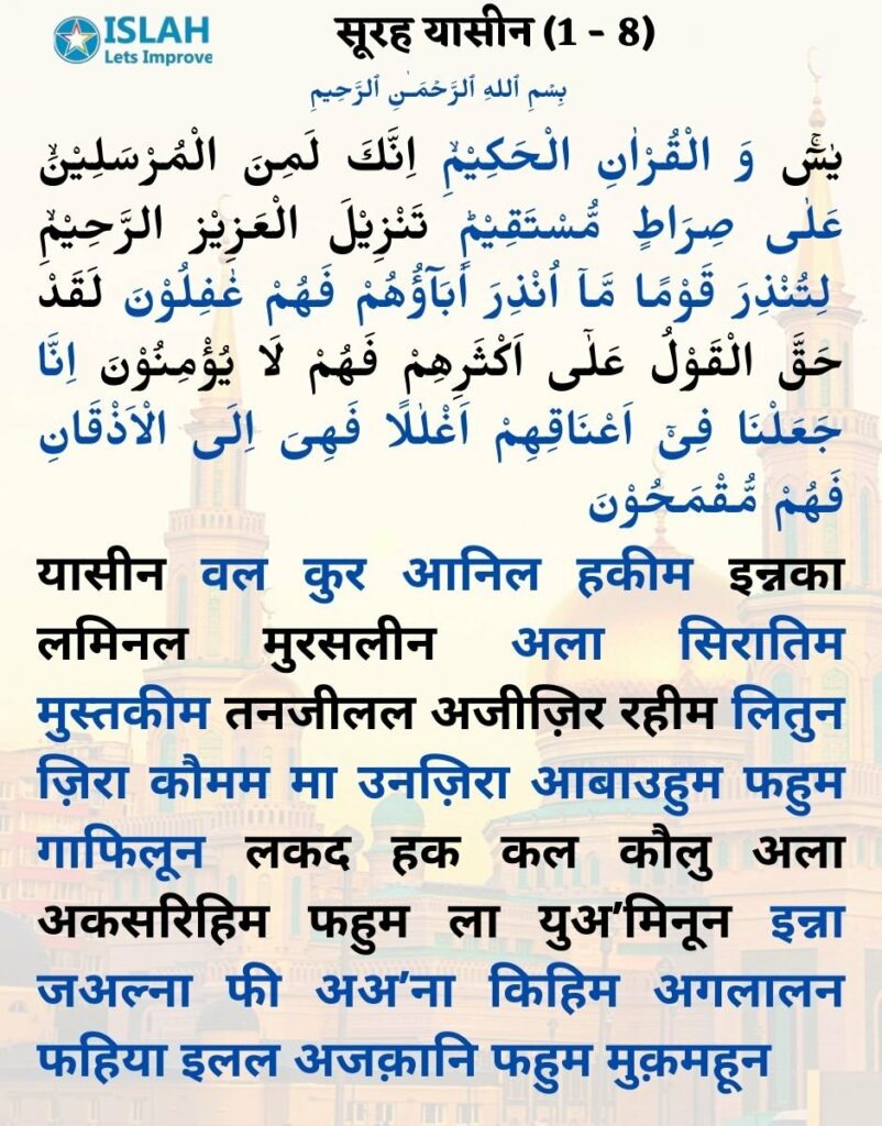surah yasin in hindi (ayat 1-8)
